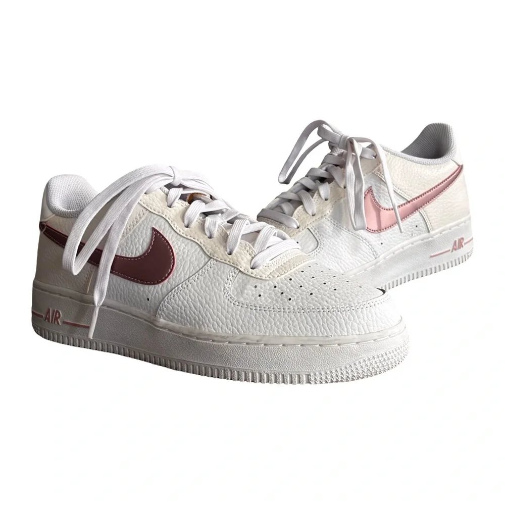 Nike White and Pink rose gold Air Force 1 Sneakers size 6.5Y Girls